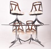 CHROMCRAFT GRAFTON USA - MID CENTURY 1970S GLASS & CHROME METAL ATOMIC DINING TABLE & CHAIRS