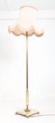 VINTAGE BRASS AND ONYX FLOOR STANDING LAMP WITH SHADE