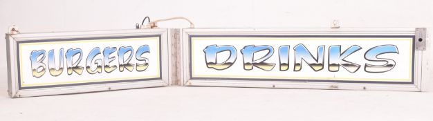 VINTAGE FUNFAIR / FESTIVAL BURGERS & DRINKS LIGHT BOX SIGN