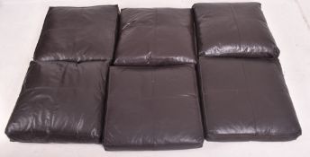 SIX BRITISH MODERN DESIGN BROWN LEATHER CUSHIONS