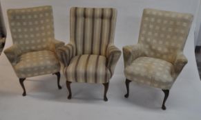 PAIR OF MID CENTURY QUEEN ANNE REVIVAL ARMCHAIRS