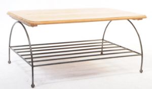 20TH CENTURY PINE & METAL COFFEE TABLE