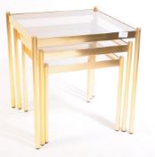 ITALIAN MODERN DESIGN - MID CENTURY BRASS & GLASS NEST OF TABLES