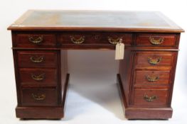 VICTORIAN 19TH CENTURY TWIN PEDESTAL WRITING OFFICE