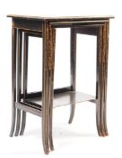 CHINESE BLACK CHINOISERIE LACQUERED NEST OF TABLES