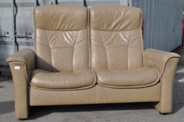 20TH CENTURY CONTEMPORARY EKORNES STRESSLESS LEATHER TWO SEAT SOFA SETTEE