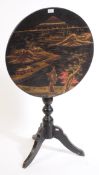VINTAGE 20TH CENTURY EBONISED CHINOSSERIE TILT TOP TABLE