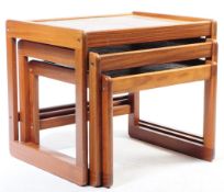 BRITISH MODERN DESIGN - MID CENTURY TEAK & TILE TOP NEST OF TABLES