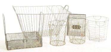 COLLECTION OF 20TH CENTURY WIRE WORK FISHERMANS OSYTER / SHELL BASKETS