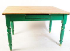 VICTORIAN 19TH CENTURY PAINTED PINE FARMHOUSE REFECTORY TABLE