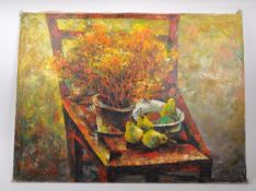 VINTAGE 20TH CENTURY OIL ON CANVAS PAINTING - STILL LIFE STUDY