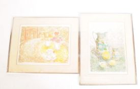 JOANNA WRIGHT - TWO LATE 20TH CENTURY WATERCOLOUR PAINTINGS