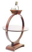 1930S ART DECO WALNUT FIRESIDE SMOKERS COMPANION STAND SET