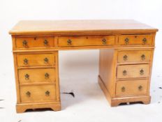 EARLY 20TH CENTURY ASH TWIN PEDESTAL DESK