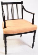 19TH CENTURY GEORGE III EBONISED CARVER DESK OFFICE CHAIR