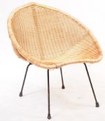 MID CENTURY WICKER RATTAN ARM / TUB CHAIR
