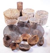 COLLETION OF 20TH CENTURY WICKER BASKETS / HODS / OYSTER / LOG ETC