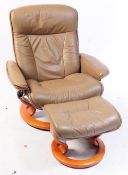 20TH CENTURY CONTEMPORARY EKORNES STRESSLESS ARMCHAIR & FOOTSTOOL