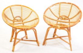 TWO MID CENTURY ITALIAN STYLE WICKER TUB CHAIRS