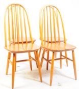 ERCOL MANNER - SET OF FOUR MID CENTURY ELM HOOP BACK DINING CHAIRS