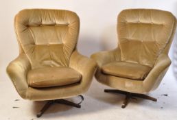 AFTER ARNE JACOBSEN - PAIR OF RETRO MID CENTURY SWIVEL EGG ARMCHAIRS