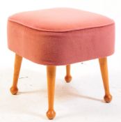 BRITISH MODERN DESIGN - MID CENTURY UPHOLSTERED FOOTSTOOL POUFFE