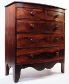 VICTORIAN 19TH CENTURY BOW FRONTED CHEST OF DRAWERS