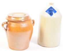 19TH CENTURY VICTORIAN STONEWARE FLAGON & BARREL