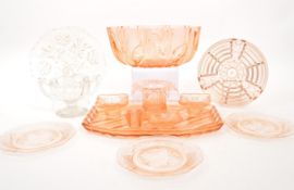 COLLECTION OF 1930S / 40S ART DECO PEACH GLASS ITEMS