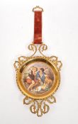 19TH CENTURY ITALIAN BRASS MOUNTED CERAMIC PLATE