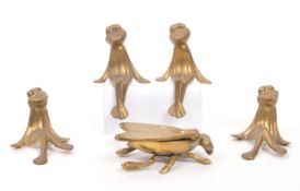 COLLECTION OF VINTAGE 20TH BRASS FROG ORNAMENTS
