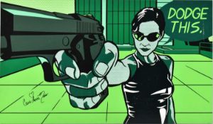 DAN LITZINGER - CARRIE ANNE MOSS - ORIGINAL ACRYLIC ON BOARD PAINTING