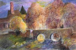 ERNEST GREENWOOD R.C.A. (1913-2009) - CROSSING THE BRIDGE - 2003