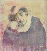 RAY WOOLDRIDGE - PIERROT - MIXED MEDIA ON BOARD PAINTING
