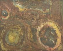 UNKNOWN ARTIST - MIXED MEDIA ON BOARD ABSTRACT