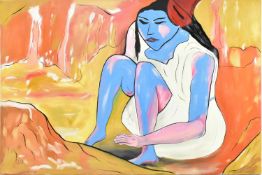 GERALD HUCKS (B. 1942) - UNTITLED BLUE LADY