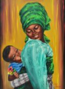 JOSY AJIBOYE (20TH CENTURY) - MOTHER WITH CHILD