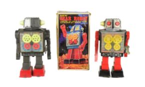 TINPLATE TOYS - X2 VINTAGE JAPANESE HORIKAWA GEAR ROBOTS