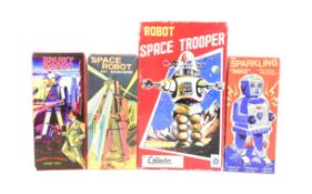 TINPLATE TOYS - X4 VINTAGE KEY WOUND SPACE ROBOTS