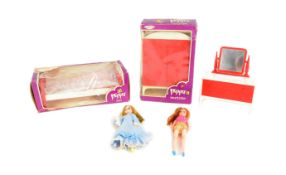 PIPPA DOLLS - X2 VINTAGE PALITOY PIPPA DOLLS & FURNITURE