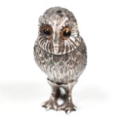 SILVER HALLMARKED SALT SHAKER IN THE FORM OF AN OWL