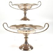 EDWARDIAN HALLMARKED SILVER PAIR OF TWIN HANDLED PAIR OF TAZZAS