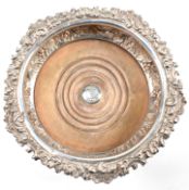 GEORGE III HALLMARKED SILVER ROCOCO WINE BOTTLE DECANTER COASTER HOLDER