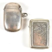 EDWARDIAN SILVER HALLMARKED VESTA CASE & ANOTHER