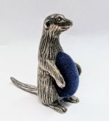 HALLMARKED SILVER PIN CUSHION IN THE FORM OF A MEERCAT TBC by Sam