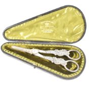 VICTORIAN HALLMARKED SILVER CASED 1897 GRAPE SCISSORS