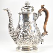 VICTORIAN HALLMARKED SILVER COFFEE POT - HENRY WILKINSON & CO (JOHN BRASHIER)