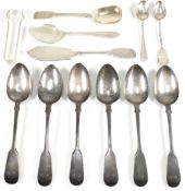 SIX VICTORIAN HALLMARKED SILVER SPOONS & OTHER SILVERWARE