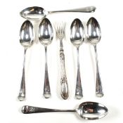 19TH CENTURY HALLMARKED SET OF TEASPOONS & PICKLE FORK