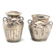 CHINESE SILVER BASKET PEPPERETTE & TABLE SALT BASKET - ZE WO SHANGHAI